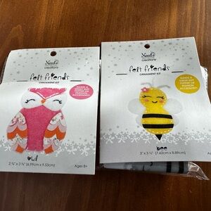 Felt Friends Ornament Kits - Pink Owl and Yellow Bee